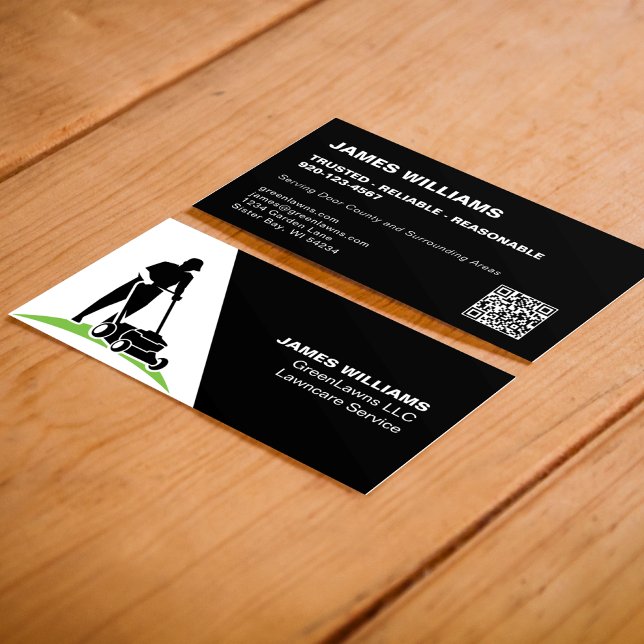 Lawn Care Landscaping QR Code Business Card Visitenkarte (Von Creator hochgeladen)