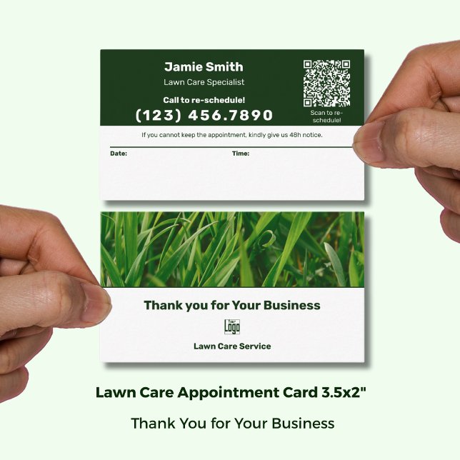 Lawn Care Logo Modern Combo Thank You & Terminkarte (Lawn Care Logo Modern Combo Thank You & Appointment Card; Standard Size 3.5x2 Inch (US))