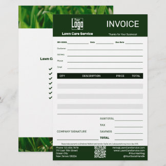Lawn Care Service Business Invoice Briefpapier