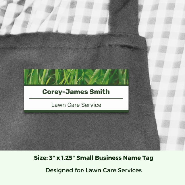 Lawn Care Service Image White Green Namensschild (Lawn Care Service Image White Green Name Tag; Size: 3 x 1.25 Inch)