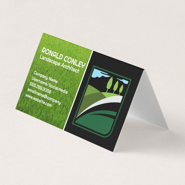 Lawn Care Service Logo | Landscaping Gardening  Visitenkarten (Vorderseite)
