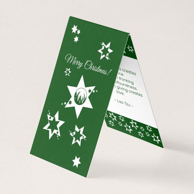 Lawn Care Service Weißgrüne Weihnachtsstars-Karte (Vorderseite)