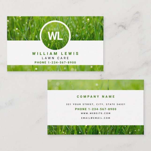 Lawn Care Simple Business-Logo Moderne Landschafte Visitenkarte (Vorne/Hinten)
