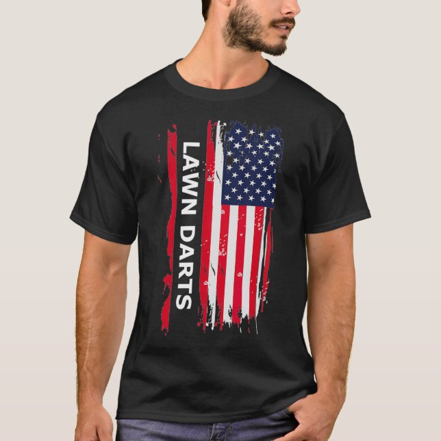 Lawn Darts USA Flag Mens Women Gift T-Shirt (Vorderseite)
