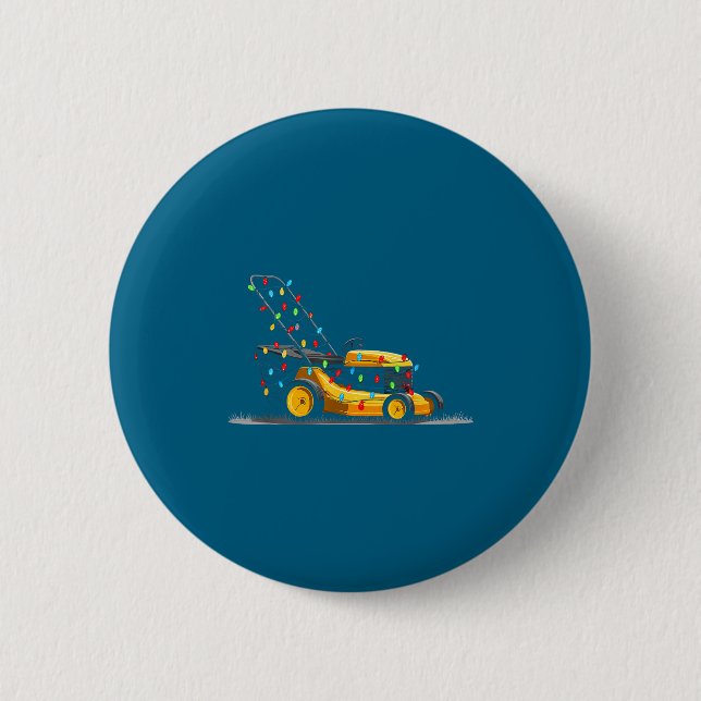 Lawn Mower Christmas Graphics Lights Lover Mowing  Button (Vorderseite)