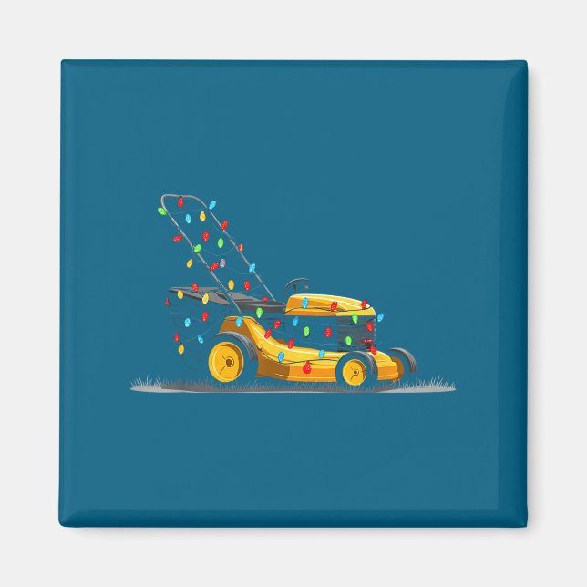 Lawn Mower Christmas Graphics Lights Lover Mowing  Magnet (Vorne)