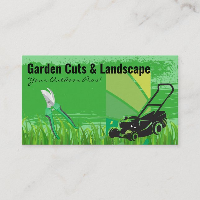 Lawn Mower Cutting | Grass | Landscapers Visitenkarte (Vorderseite)