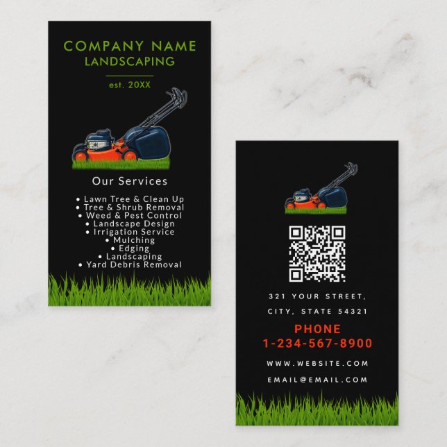 Lawn Mowing Landscaping Garden Lawn Care Black Visitenkarte (Vorne/Hinten)