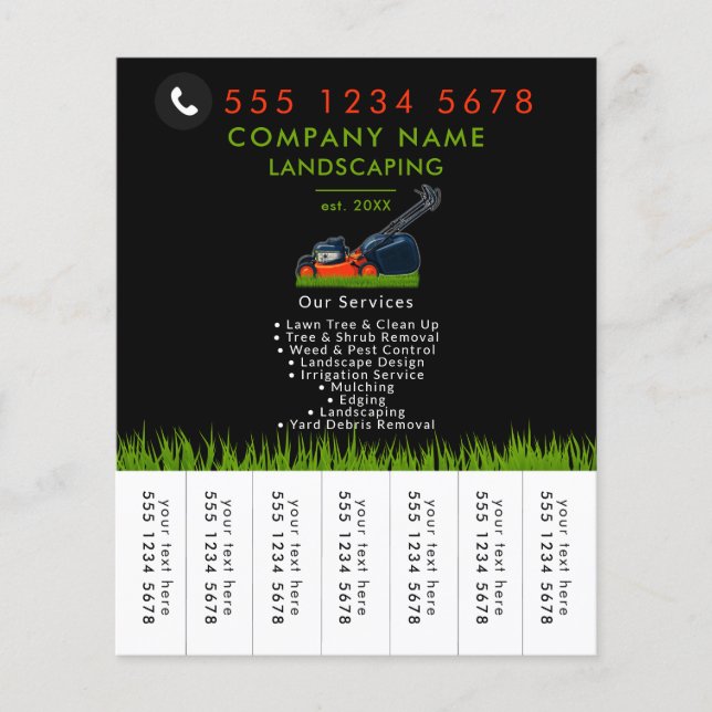 Lawn Mowing Landscaping Garden Tear Off Strips Flyer (Vorne)