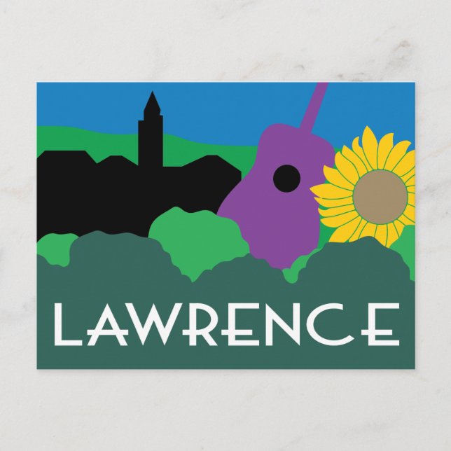 Lawrence Kansas Grafik Postkarte (Vorderseite)