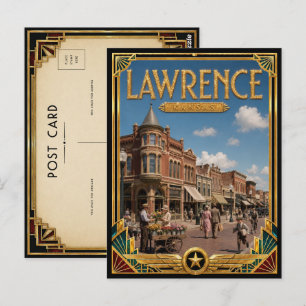 Lawrence Kansas Vintage Art Deco Golden Age Postkarte