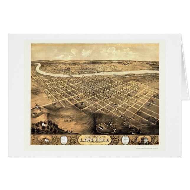 Lawrence, KS panoramische Karte - 1869 (Vorderseite (Horizontal))