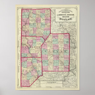 Lawrence, Mercer, Biber, Butler-Landkreise Poster