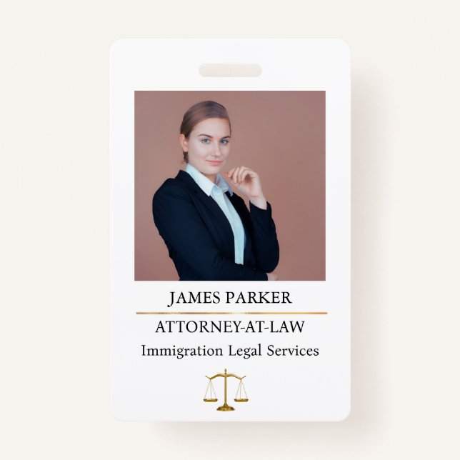 Lawyer Attorney At Law Classy White Ausweis (Vorderseite)
