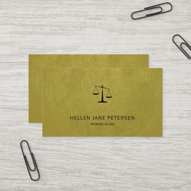Lawyer Luxus schwarz Maßstab goldenes Leder ausseh Visitenkarte (Vorderseite/Rückseite Beispiel)