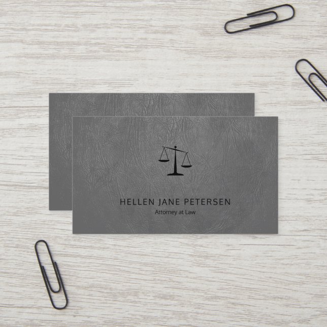 Lawyer Luxus schwarz Maßstab hellgraues Leder auss Visitenkarte (Vorderseite/Rückseite Beispiel)