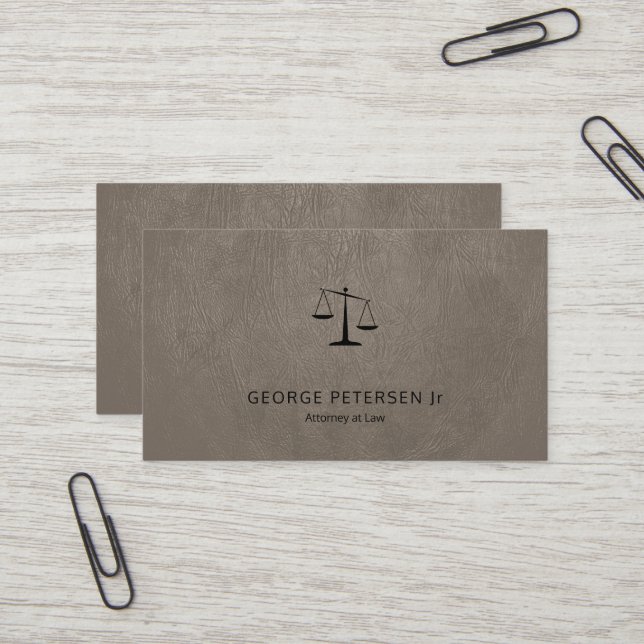 Lawyer Luxus schwarz Maßstab taupe grau Leder auss Visitenkarte (Vorderseite/Rückseite Beispiel)