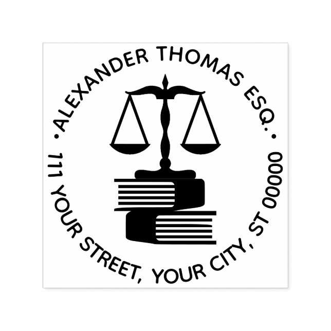 Lawyer Scales of Justice 2B Law Books Name Address Permastempel (Design)
