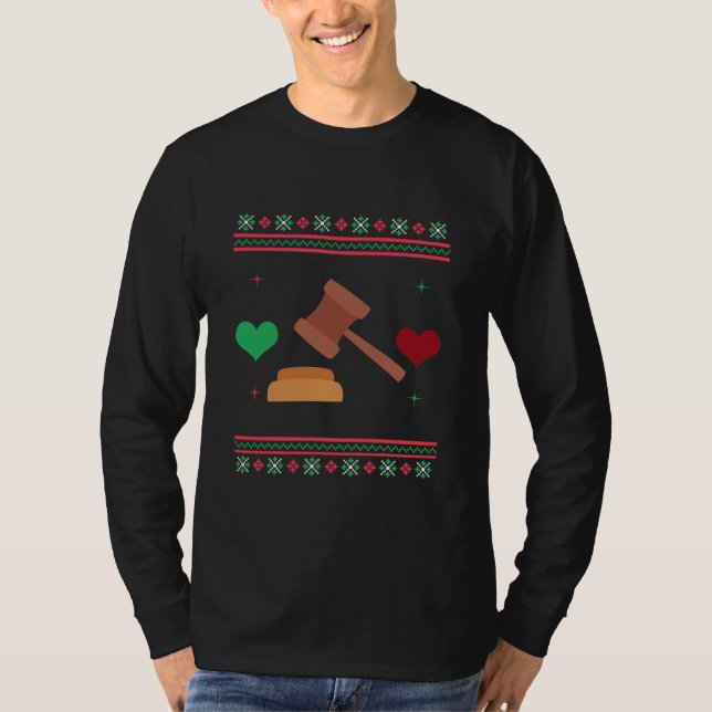 Lawyer Ugly Christmas Sweater Judge Attorney T-Shirt (Vorderseite)