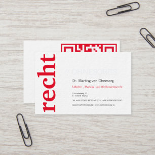 lawyer with red QR Code business card Visitenkarte