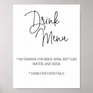 Lax getränktes Menü Hochzeit Getränkekarte Poster