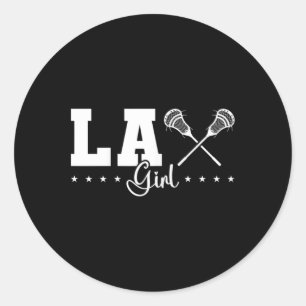 Lax Girl Lacrosse Player Runder Aufkleber