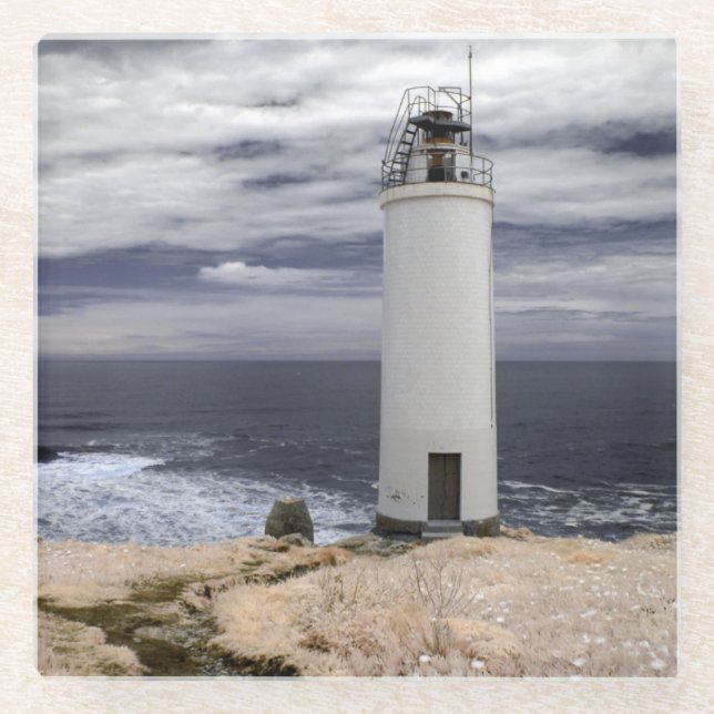 Laxe-Leuchtturm | Galizien, Spanien Glasuntersetzer (Vorderseite)