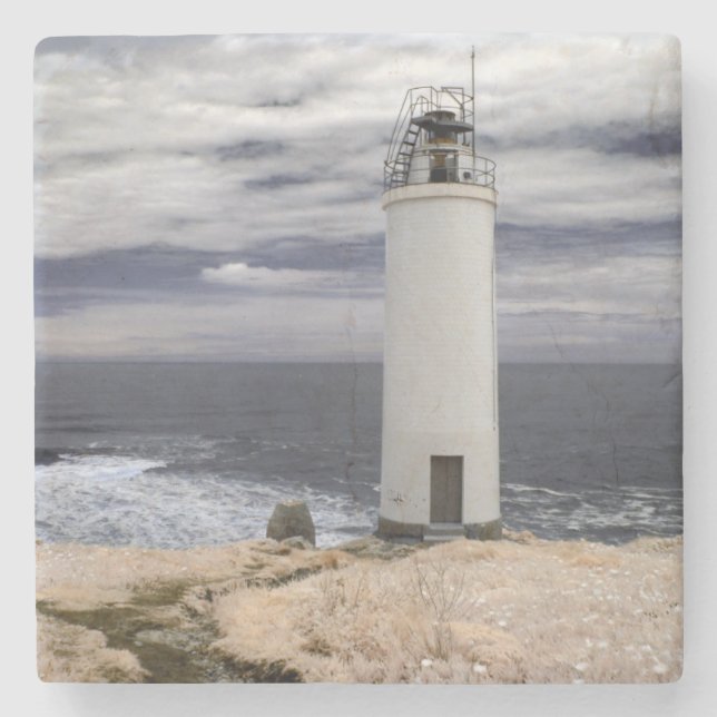Laxe-Leuchtturm | Galizien, Spanien Steinuntersetzer (Vorderseite)