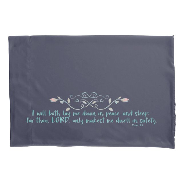 Lay Me Down in Peace & Sleep Bible Verse Kissenbezug (Vorderseite)
