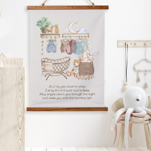 Lay You Down to Sleep Gebets-Boho-Babyzimmer Wandteppich Mit Holzrahmen