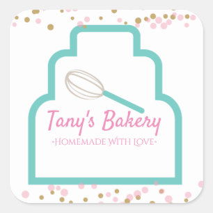 Layer Cake Logo Konfetti Selbstgebackene Bäckerei Quadratischer Aufkleber