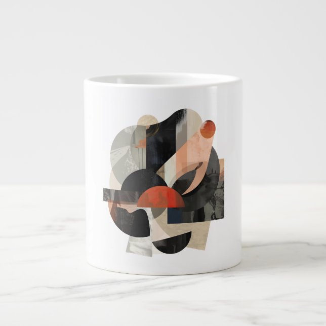 Layered Abstract Shape Collage Print Jumbo-Tasse (Vorderseite)
