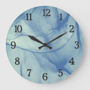 Layered Aqua Große Wanduhr