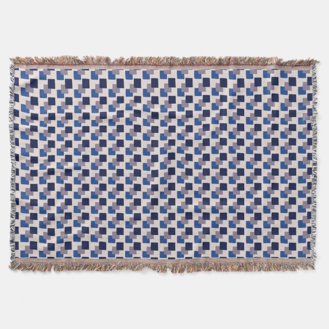 Layered Blocks Snugggle Blue Gray Navy Decke (Vorderseite)