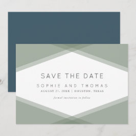 Layered Geometric & Blue Slate Save the Date Einladung