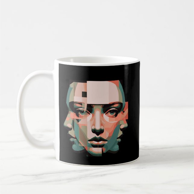 Layered Human Identity Art-Observer Self Abstract Kaffeetasse (Links)