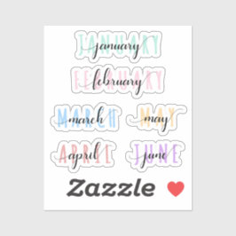 Layered Month Name Headers 1st Half (Jan to June) Aufkleber