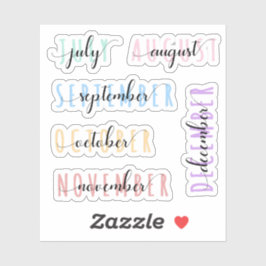 Layered Month Name Headers 2nd Half (July to Dec) Aufkleber