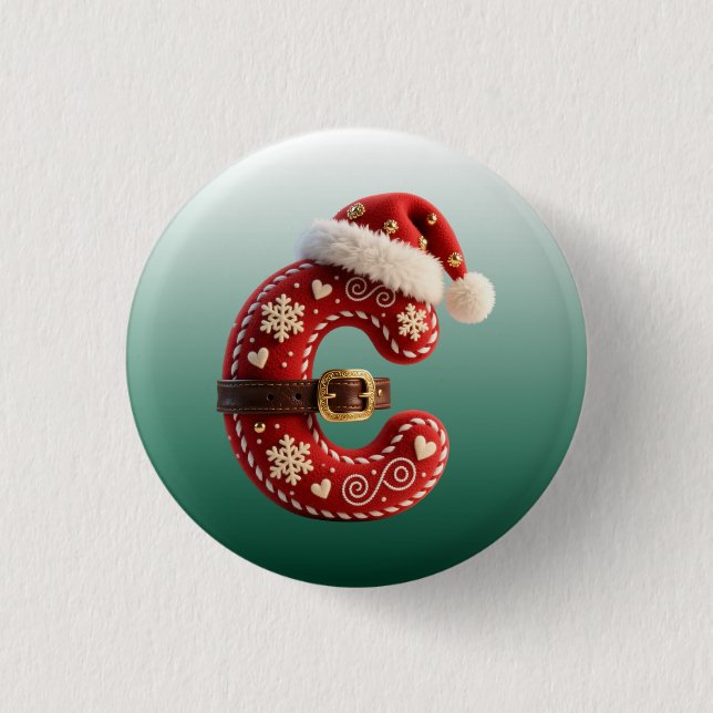 Layered Pastel Gold Trim Letter C Button (Vorderseite)