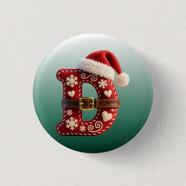 Layered Pastel Gold Trim Letter D Button (Vorderseite)