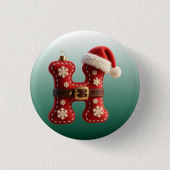 Layered Pastel Gold Trim Letter H Button (Vorderseite)