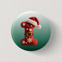 Layered Pastel Gold Trim Letter I Button