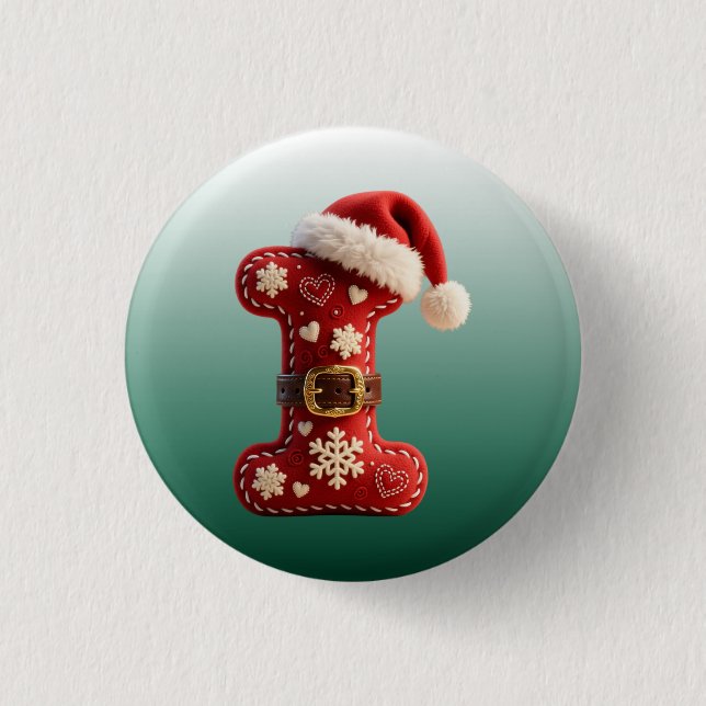 Layered Pastel Gold Trim Letter I Button (Vorderseite)