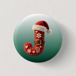 Layered Pastel Gold Trim Letter J Button