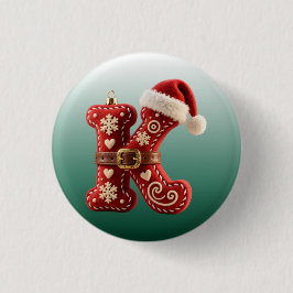 Layered Pastel Gold Trim Letter K Button