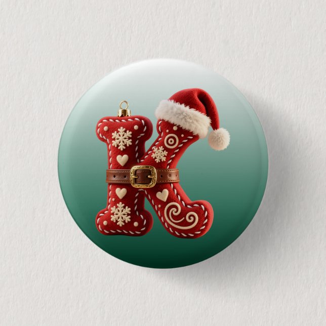Layered Pastel Gold Trim Letter K Button (Vorderseite)