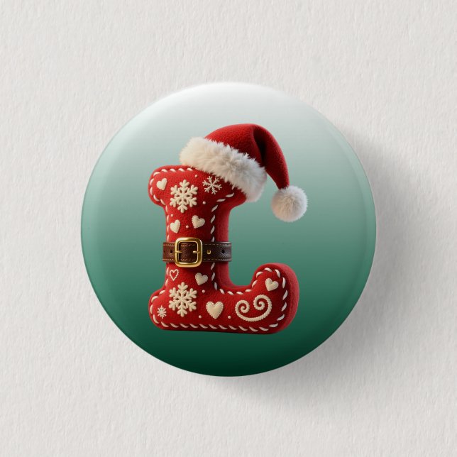 Layered Pastel Gold Trim Letter L Button (Vorderseite)