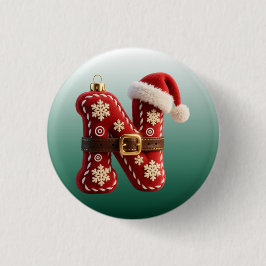 Layered Pastel Gold Trim Letter N Button