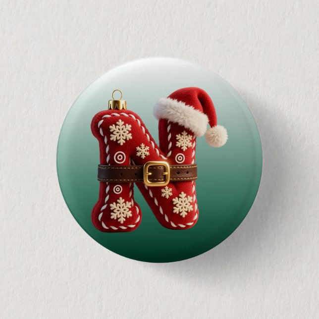 Layered Pastel Gold Trim Letter N Button (Vorderseite)