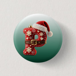 Layered Pastel Gold Trim Letter P Button